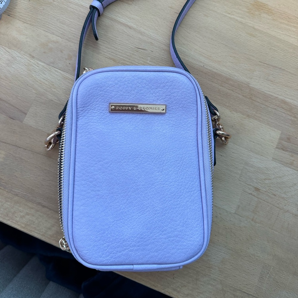 Poppy & Peonies Lavender Crossbody with Gold Detail